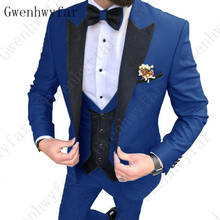 Royal Blue Green Yellow Red Suit Men Slim Fit costume de mariages hommes Fashion Wedding Party Dress For Men Jacket Vest Pants 2024 - buy cheap