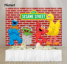 PHOTURT Sesame Street Backdrop Kids Birthday Background Elmo Cookie Monster Polyester Vinyl Photography Banner Photo Props 2024 - buy cheap