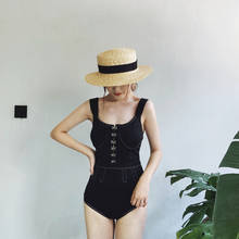 Women's Swimsuit Swimwear Swimming Suit Female Separate Bikinis Brand Retro Dress Bright Line Outline Ins Linen Solid 2024 - buy cheap