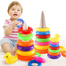 Brinquedo muda de cor de arco-íris, torre, pato, brinquedo diy, brinquedo para crianças pequenas, educacional, banheira, presente de aniversário 2024 - compre barato