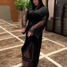 Бангладеш Дубай Abaya хиджаб вечернее арабское платье ислам Djellaba одежда индейка Abaya мусульманское черное платье женское Алмазный халат 2022 2024 - купить недорого
