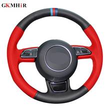 Capa de volante de carro em couro genuíno para audi, a3, a4, a5, a6, a7, allroad rs 7, 2014, 2015, s6, s7, 2008-s8 2024 - compre barato