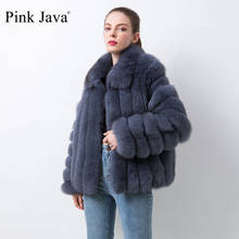 Casaco de pele de raposa real qc20085 rosa, jaqueta feminina com pele natural, roupas fashion para o inverno, casaco quente de luxo para mulheres 2024 - compre barato