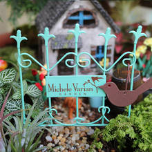 Fairycome cerca de metal em miniatura para jardim, sinal de jardim com decoração de pássaros diy, portão de cerca para jardim de fadas ou terrário, acessórios 2024 - compre barato