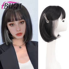 BUQI Synthetic Cosplay Lolita Short Wigs With Bangs Black Gray Straight Wigs For Women Heat Resistant Fiber 2024 - buy cheap