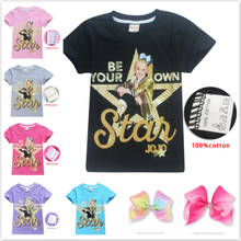 Nova menina de verão t camisa jojo siwa roupas crianças manga curta camiseta miúdo dos desenhos animados algodão camiseta teen topo t cabelo acessórios 2024 - compre barato