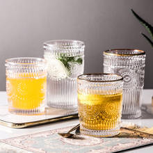 Retro Sun Flower Coffee Glass Mug Gold Rim Glass Water Cup Milk Tea Coffee Cup Cocktail Glass Crystal Transparent Mug Drinkware 2024 - buy cheap