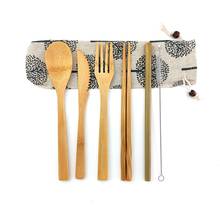 Zero Waste 6Pcs/Set Bamboo Utensils Portable Cutlery Set Reusable Eco-friendly Fork Knife Spoon Cutlery Set For Tableware 2024 - buy cheap