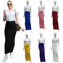Твердая Цвет мусульманских Для женщин Женская юбка с высокой талией Bodycon Тонкий стрейч длинное платье-футляр Оболочка плавки исламский арабский юбки 2024 - купить недорого