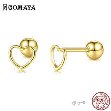 GOMAYA-pendientes de plata de ley 925 con forma de corazón, joyería fina con cierre de tuerca, para mujeres 2024 - compra barato