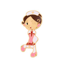 White Pink Nurse Brooch Cute Cartoon Doctor Nurse Medical Staff Enamel Pin Creative Girl Pins Medical Jewelry Lapel Accessories 2024 - buy cheap