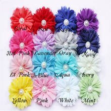 30Pcs/lot Free Shipping 12-Colors Pretty Pearl Chiffon Ballerina Flowers with rhinestone for headband 2024 - buy cheap