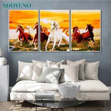 Sdoyuno 3 pçs 40x50cm pintura por números para kits diy cavalo sem moldura pintura por números na lona animais pintados à mão arte da parede 2024 - compre barato