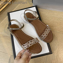 Sandalias planas de colores lisos para mujer, chanclas antideslizantes a la moda, zapatos de playa para exteriores, calzado de verano 2024 - compra barato