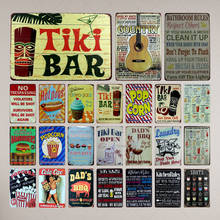 Tiki barra estanho sinais de cozinha regras placa de metal garagem parede pub restaurante decoração da arte casa do vintage ferro poster cuadros A-1009 2024 - compre barato