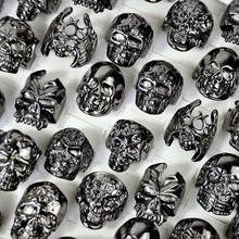 30Pcs New Cool Men's Skull Skeleton Gothic Biker Rings Men Rock Punk Ring Party Favor Wholesale Jewelry Lots Top Quality LR4107 2024 - buy cheap