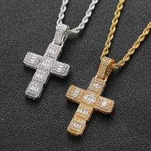 Men Women Zircon Cross Pendant Gold plated Copper Material Iced CZ Cross Pendants Necklace Chain Fashion Hip Hop Jewelry 2024 - buy cheap