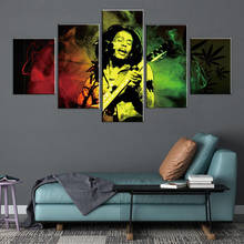 Grooving Bob Marley Canvas Painting HD Prints Posters Home Decor Wall Art 5 Panels Pop Singer Portrait Pictures For Living Room 2024 - buy cheap