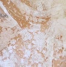 Кружевная ткань для свадебного платья цвета слоновой кости, с блестками, ширина 130 см, 1 ярд 2024 - купить недорого