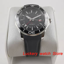 Relógio de luxo bliger 41mm, mostrador preto vidro luminoso; pulseira de borracha masculino automático moda mecânica 2024 - compre barato