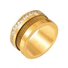 Anéis clássicos de aço inoxidável com fio, quadrados e luxuosos punk com numerais romanos para homens e mulheres, joias para festa de casamento e presentes 2024 - compre barato