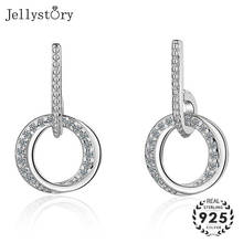 Jellystory Fashion 925 Silver Jewellery Earrings with Round Shaped Zircon Gemstones Drop Earrings for Women Weddings Party Gifts 2024 - buy cheap