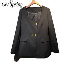 GetSpring Women Blazer O Neck Single Breasted Long Sleeve Ladies Black Blazer Coat Women's Slim Suit Jacket Loose Woman Tops New 2024 - buy cheap