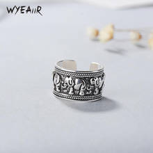 WYEAIIR Retro Ethnic Style Thai Silver Mini Elephant Personality 925 Sterling Silver Female Resizable Opening Rings 2024 - buy cheap