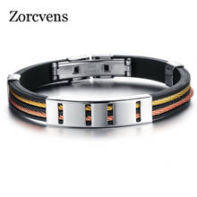 ZORCVENS Stainless Steel Silicone Black Bracelet Men WristBand Punk Style New Design Men Bracelet Simple Rubber Charm Bracelet 2024 - buy cheap