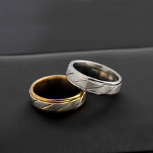 Anillos de acero inoxidable sencillos y románticos para parejas, amuletos de onda dorada, anillo de compromiso de boda para mujeres y hombres, regalo de joyería 2024 - compra barato