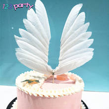 Tampas de bolo com asas de anjo para casamento, bandeira do bolo, decoração de festa de aniversário, inserção de bolo, decoração de cisne, asa de pena 2024 - compre barato