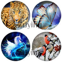 10pcs/lot Animal Birds Horse Leopard Butterfly Dragon Pattern Round Glass Cabochon Beads Demo Flat Back Making Jewelry Findings 2024 - buy cheap