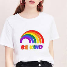 Summer Harajuku Casual Women Tops White Clothing Funny Summer Be Kind Be Happy Be A Good Human Print Vintage streetwear T Shirt 2024 - buy cheap