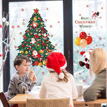 Наклейки на стену Счастливого Рождества, Рождественская елка, Санта Клаус, снеговик, обои для окна, гостиной, украшение, Наклейки на стены 2024 - купить недорого