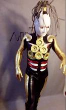 men nightclub dance Golden metal robot bar cosplay party costumes Halloween tech singer guest costume 2024 - buy cheap