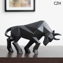 Escultura de resina geométrica de Bison Ox, estatua de toro abstracta, decoración de oficina, muebles para el hogar, adorno artesanal de arte, regalo de cumpleaños 2024 - compra barato