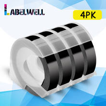 Labelwell 4PK 9mm Black for Dymo 3D Embossing Tapes 3D Plastic Embossing Label for Dymo 12695  1610 1880 Motex E-101 Label Maker 2024 - buy cheap