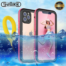 Чехол Shellbox IP68 Водонепроницаемый для телефона iPhone 11 Pro Max XR X XS Max, розовый прозрачный силиконовый чехол для iPhone 7 8 Plus 2024 - купить недорого