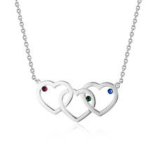 Personalizado de Color plata corazón colgante collares grabar nombre collares con piedra natal de la familia, regalo de aniversario para la Mujer (Lam Hub Fong) 2024 - compra barato