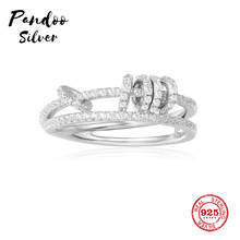 Fashion Charm Sterling Silver Copy 1:1 Replica,Silver Double Line Ring With Mini Rings Women 2021 Jewelry Gift With Logo 2024 - buy cheap