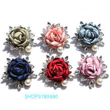 Broche de pano para mulheres, joia da moda em seis cores com strass, broche de flores, broche com pino de rosa, acessório de vestuário para casacos 2024 - compre barato