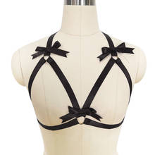 Original Design Black Bow Harness Bra Kawaii Open Chest Bondage Body Cage Pastel Gothic Body Harness Belt 2024 - buy cheap