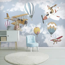 Custom 3D Photo Wallpaper For Kids Room Cartoon Airplane Balloon Kindergarten Children Room Bedroom Background Decoration Mural 2024 - buy cheap
