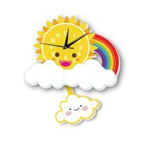 Cartoon Sun Rainbow Clouds Wall Clock Silent Pendulum Swingable Clock for Kids Rooms Bedroom Living Room Home Decor  UWC003 2024 - buy cheap