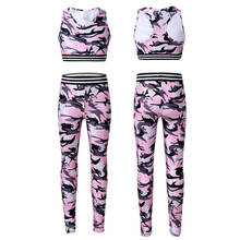 Camouflage Kids Tracksuits Girls Yoga Sports Clothes Set Sleeveless Print Crop Top Leggings Outfit Kids Girls Fitness Activewear 2024 - buy cheap