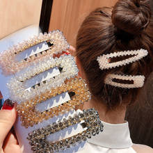 Pérola de cristal coreano hairpins barrettes para mulheres moda geométrica gota água retângulo menina acessórios para o cabelo headwear hairgrip 2024 - compre barato