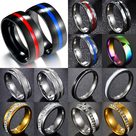 MeMolissa горячая Распродажа, мужское женское кольцо пожарного из нержавеющей стали, тонкое синее кольцо, высокое качество, красные кольца 2022 - купить недорого