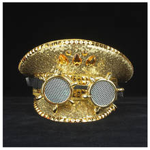 Sombrero de policía Steampunk dorado para hombre y mujer, sombrero de capitán, estilo Punk, gafas de rendimiento, militar, para la ducha, Cosplay, 3 tamaños 2024 - compra barato