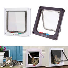 Puerta de plástico ABS con solapa de seguridad para perros, gatos y gatitos, 4 vías, pequeña, suministros para mascotas, S/M/L 2024 - compra barato