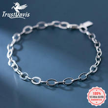 TrustDavis Real 925 Sterling Silver Fashion INS Romantic 4mm Chain Bracelet Anklets For Women Wife Best Friend Jewelry DA1626 2024 - buy cheap